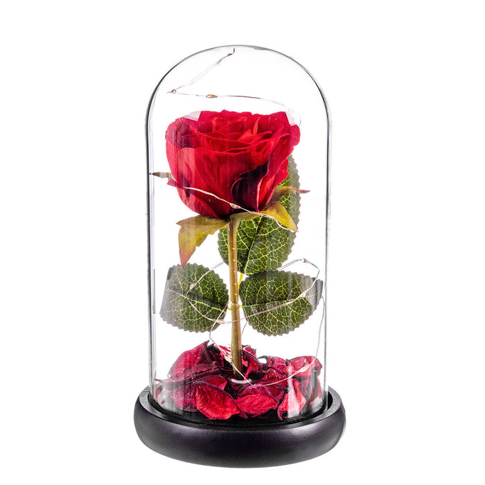 Декоративна фигурка Caison Rosa roja eterna leds cupula cristal 20 cm