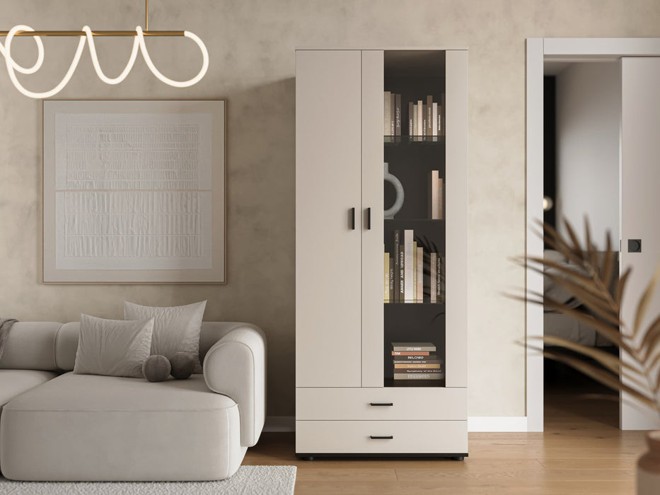 Витрина Cama S6 SOHO 80x41x192 кашмир + черно