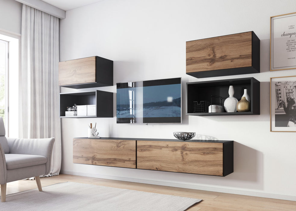 Холна гарнитура Cama ROCO 3 (2xRO3+2xRO4+2xRO1) антрацит/дъб вотан