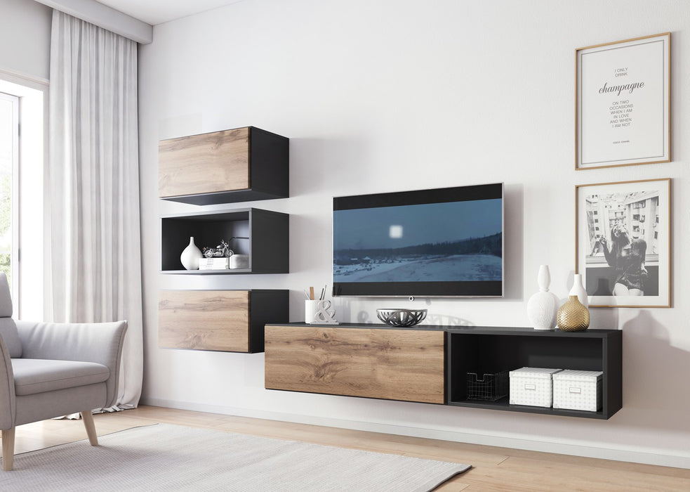 Холна гарнитура Cama ROCO 4 (RO1+2xRO3+2xRO4) антрацит/дъб вотан