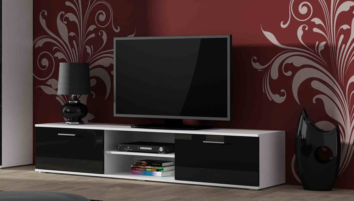 Комплект SOHO 4 (шкаф RTV180 + 2x шкаф S1 + рафтове) Бял/Черен гланц