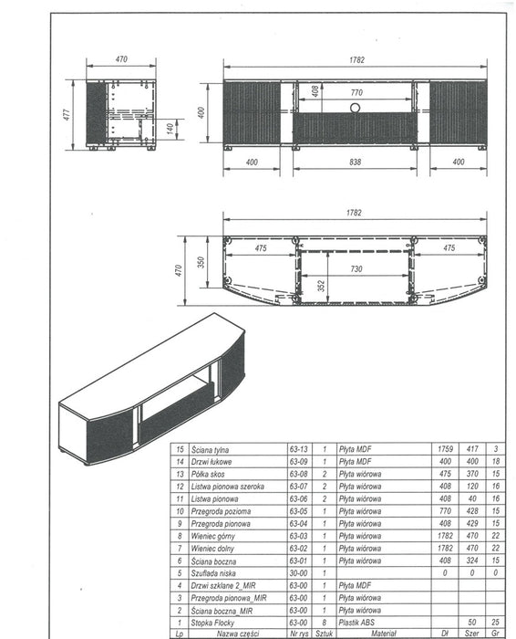 Cama RTV шкаф MICHELLE 178x35-47xH48 черен/дъб викинг
