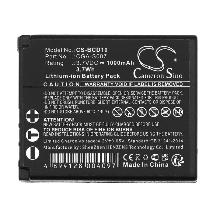 Батерия за апарат Panasonic CGA S007 LiIon 3.7V 1000mAh  Cameron Sino