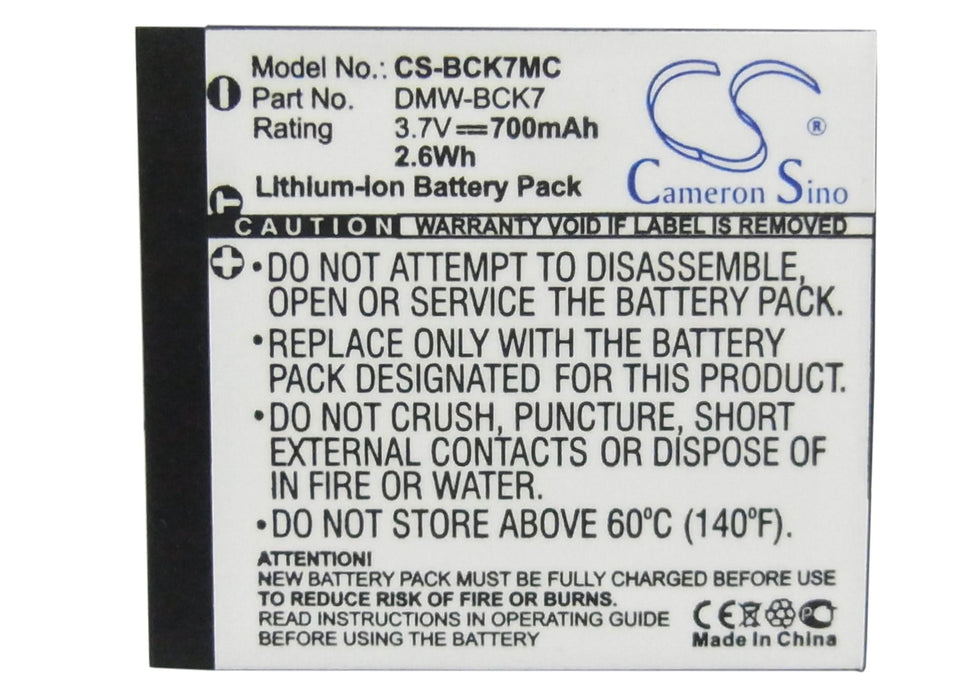 Батерия за камера Panasonic Lumix DMC-S3 3.7V 700 mAh DMW-BCK7 Cameron Sino