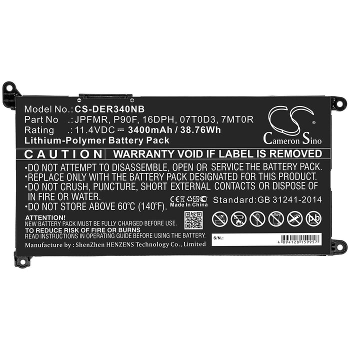 Батерия  за лаптоп  Dell Inspiron13MF Pro-D1508TS, Inspiron 14 5485, Vostro 15 5581, 01VX1H 11,4V 3400mAh CAMERON SINO