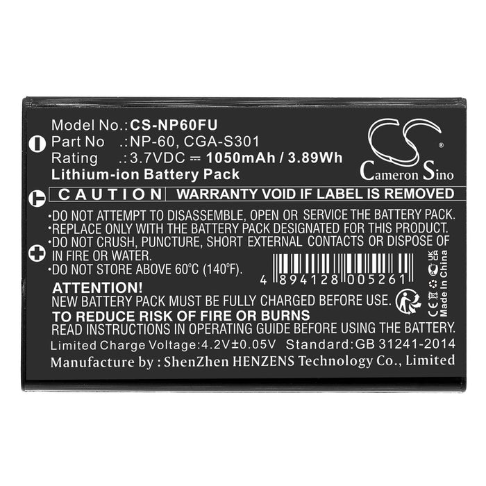 Батерия за фотоапарат FUJI NP60 LiIon 3.7V 1050mAh Cameron Sino