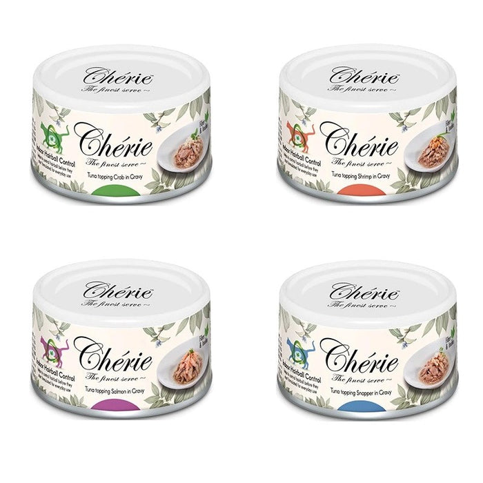 CHERIE Indoor Hairball Control Mixed Flavors с риба тон в сос - Мокра храна за котки - 24x80g