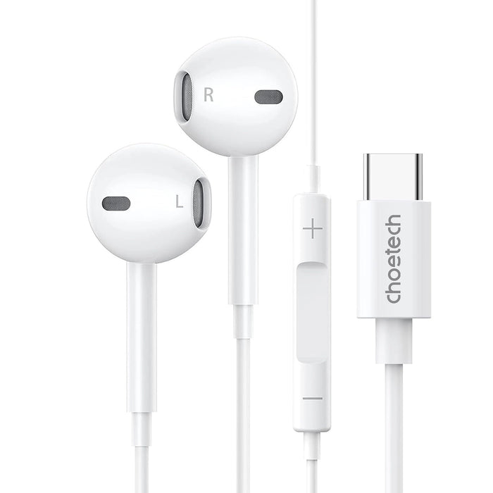 Choetech USB-C слушалки за поставяне в ушите 1,2 м - бели