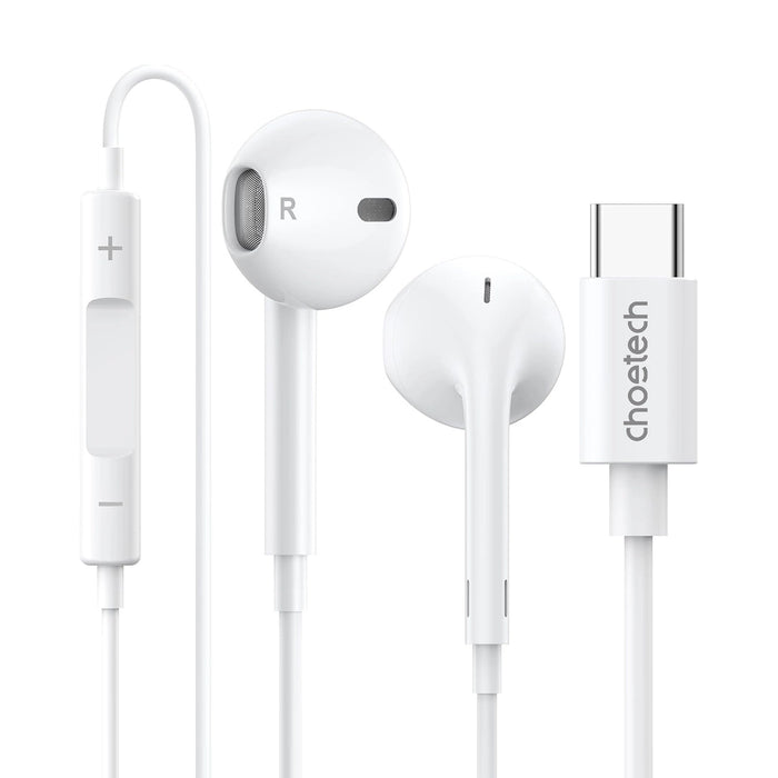 Choetech USB-C слушалки за поставяне в ушите 1,2 м - бели