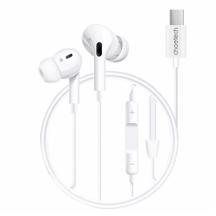 Choetech OC-A011 USB-C слушалки за поставяне в ушите 1,2 м - бели