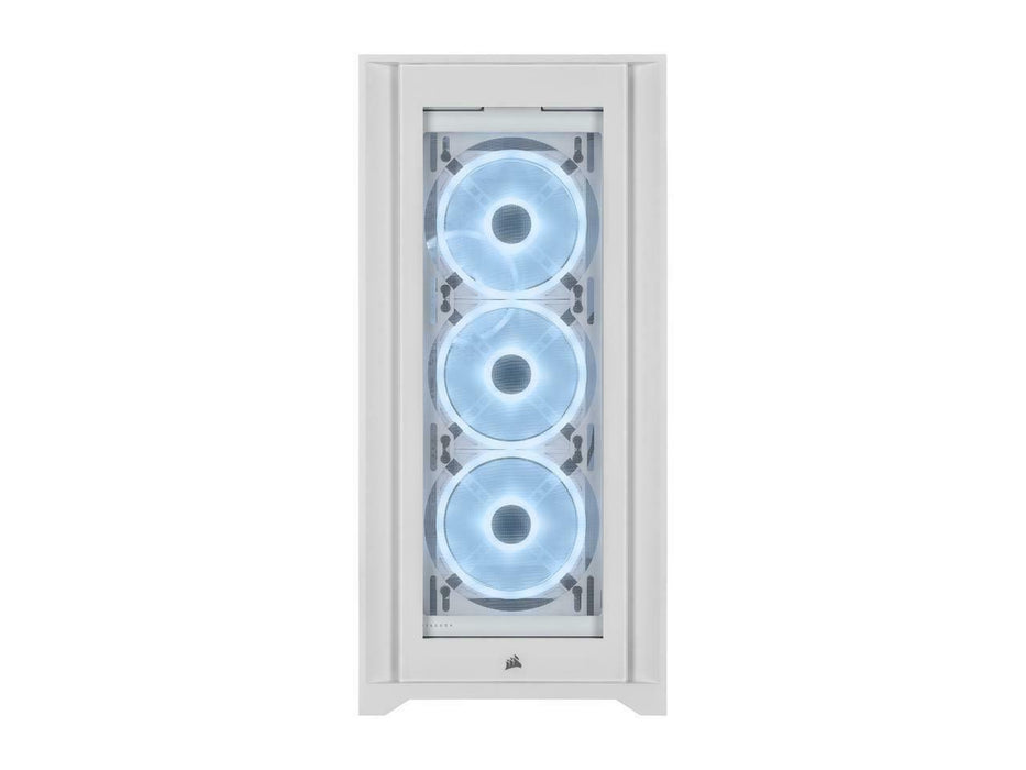 Кутия Corsair iCUE 5000X RGB QL Edition Mid Tower, Tempered Glass, Бяла