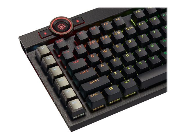 CORSAIR K100 RGB оптична механична игрална клавиатура с подсветка RGB LED OPX RAPIDFIRE черни PBT клавиши