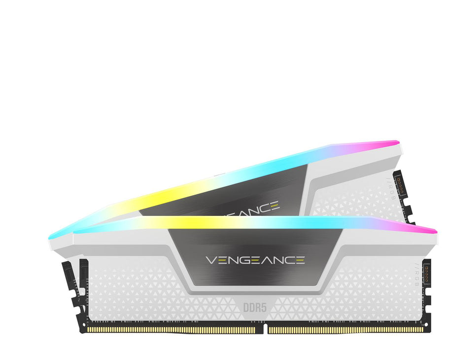 CORSAIR VENGEANCE RGB 32GB 2x16GB DDR5 6000MHz DIMM Unbuffered 36-39-39-76 STD PMIC XMP 3.0 Бял Heatspreader Черен PCB 1.35V