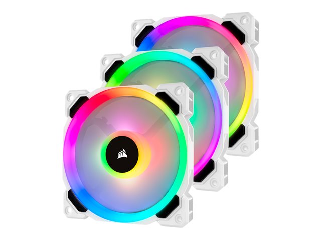 CORSAIR LL120 RGB бял 120 мм двоен светлинен кръг RGB LED PWM вентилатор 3 пакета с осветителен възел PRO