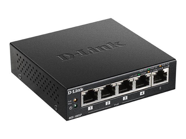 D-LINK 5 Gigabit ports including 4 ports supporting PoE - Budget PoE 60W