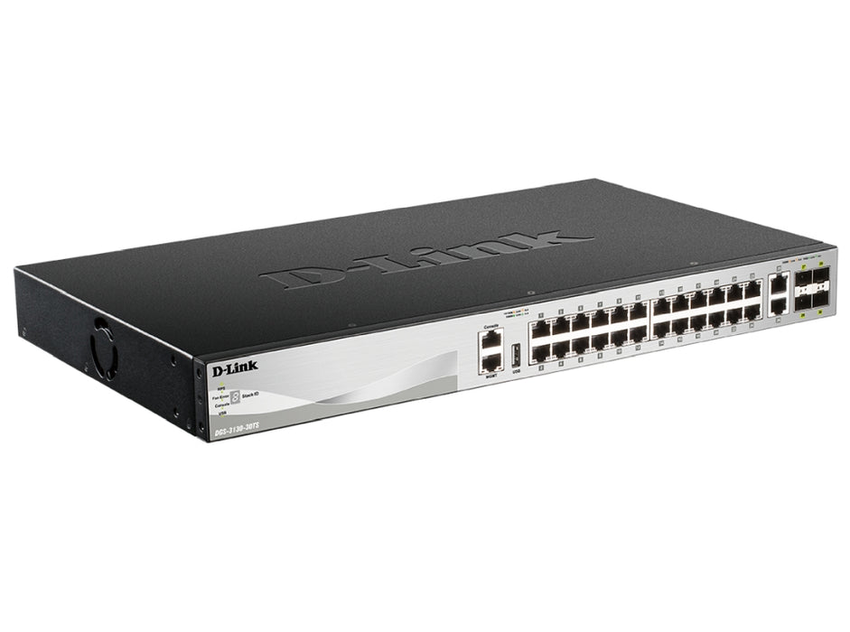 D-Link 24x10/100/1000BASE-T портове Layer 3 Stackable Managed Gigabit Switch с 2x10GBASE-T порта и 4xSFP+ порта