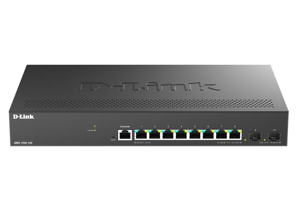 D-Link 8-портов 2.5G Base-T и 2-портов 10G SFP+ интелигентен управляван комутатор