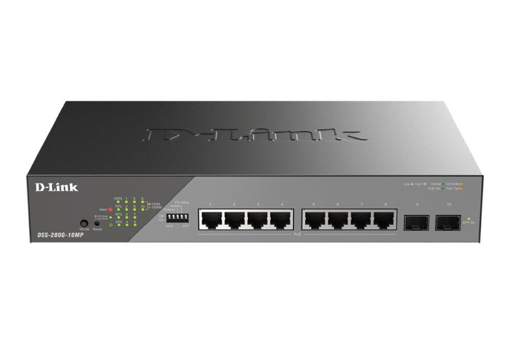 D-Link 10-портов Gigabit Ethernet PoE+ комутатор за наблюдение