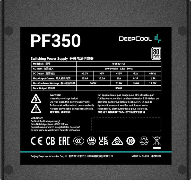 DeepCool R-PF350D-HA0B-EU захранване 350 W 20+4 pin ATX ATX Черен