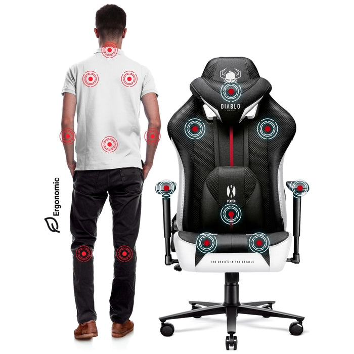 [?] Гейминг фотьойл Diablo Chairs X-Player 2.0 King Size, бял-черен