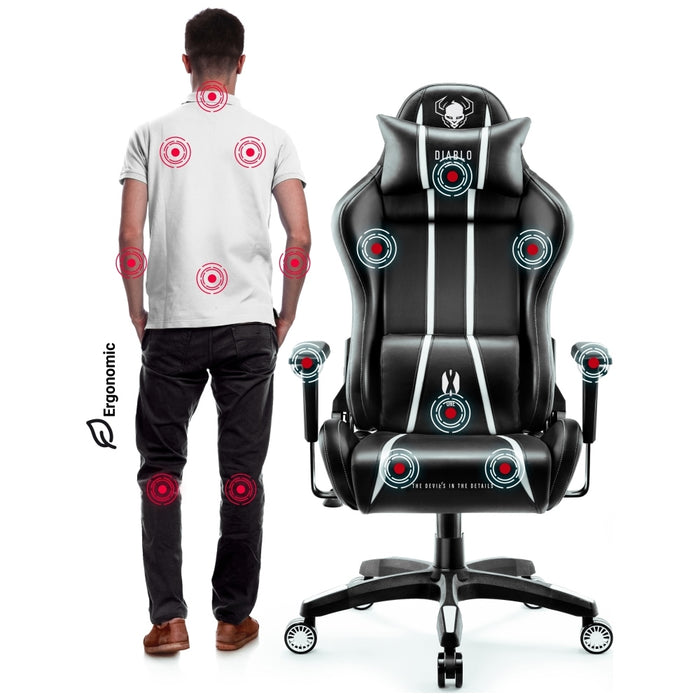 [?] Гейминг стол Diablo Chairs X-One 2.0 Normal Size, черно-бял