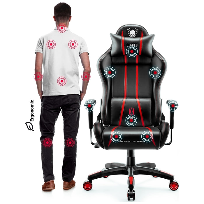 Гейминг фотьойл Diablo Chairs X-One 2.0 King Size, черно-червен