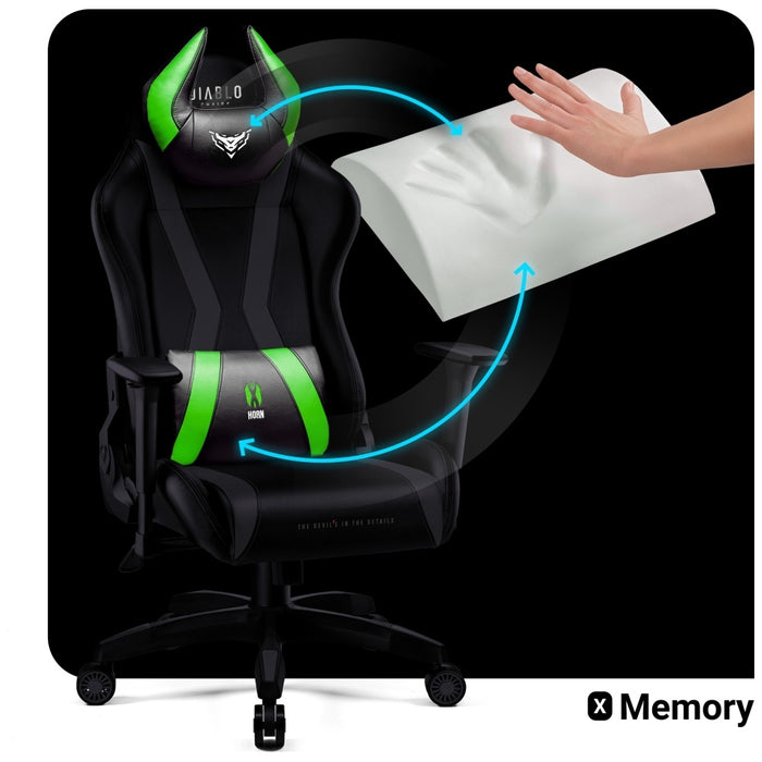 [?] Гейминг стол Diablo Chairs X-Horn 2.0 Normal Size, черно-зелен