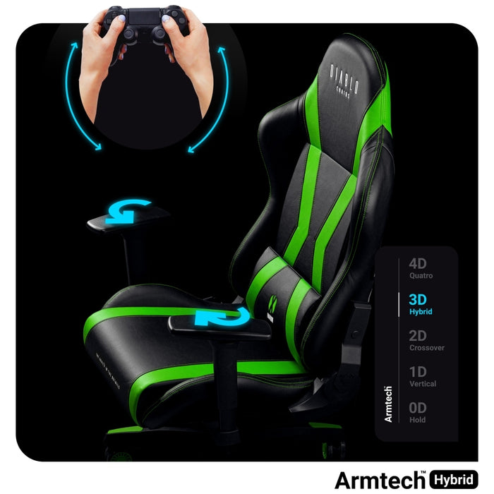 [?] Гейминг стол Diablo Chairs X-Horn 2.0 Normal Size, черно-зелен