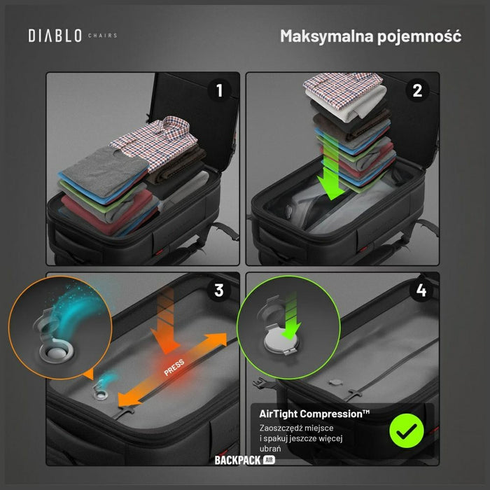 Многофункционален вакуумен раница Diablo Chairs Backpack Air, черна