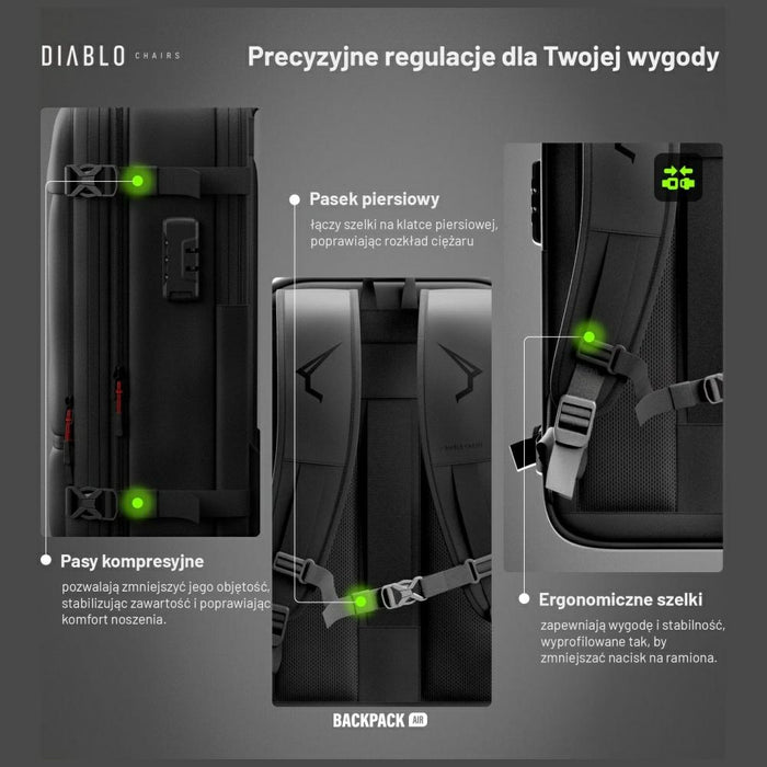 Многофункционален вакуумен раница Diablo Chairs Backpack Air, черна