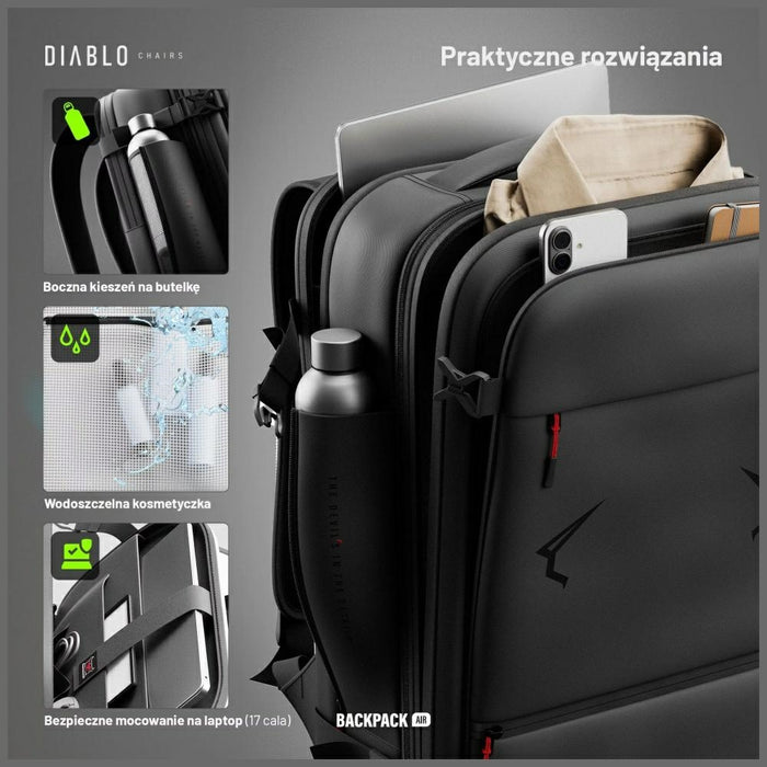 Многофункционален вакуумен раница Diablo Chairs Backpack Air, черна