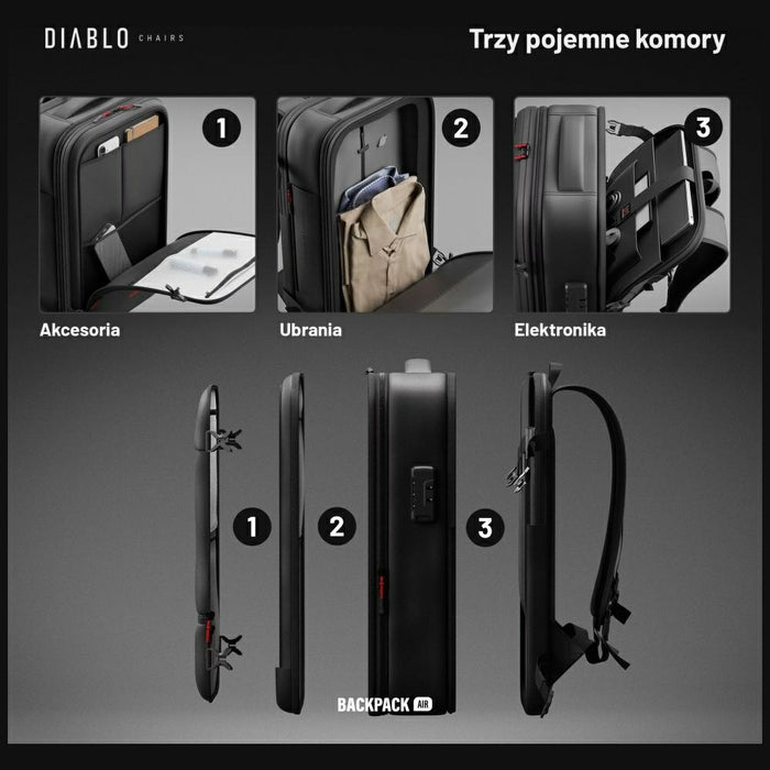 Многофункционален вакуумен раница Diablo Chairs Backpack Air, черна