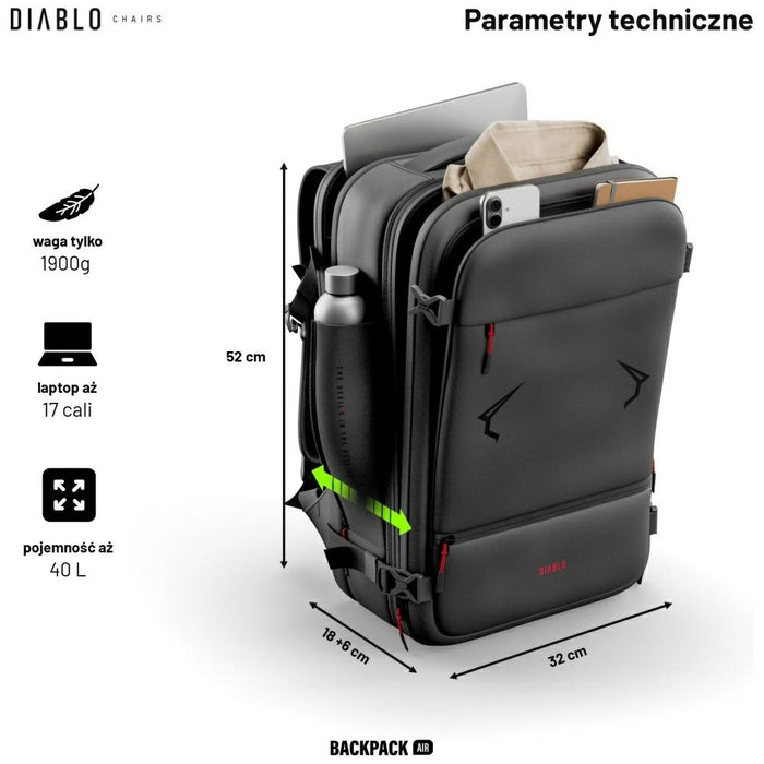 Многофункционален вакуумен раница Diablo Chairs Backpack Air, черна
