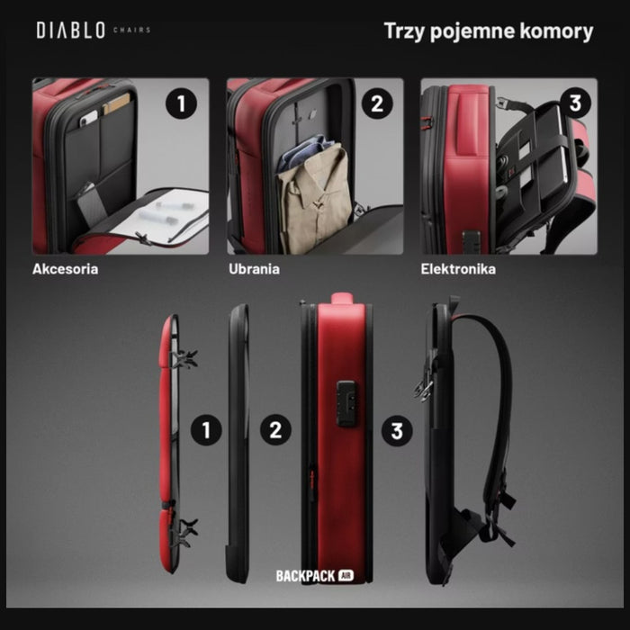 Мултифункционален вакуумен раница Diablo Chairs Backpack Air, бордо