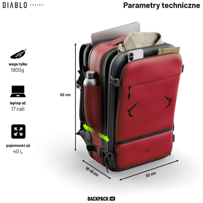 Мултифункционален вакуумен раница Diablo Chairs Backpack Air, бордо