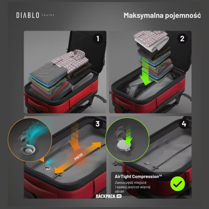 Мултифункционален вакуумен раница Diablo Chairs Backpack Air, бордо