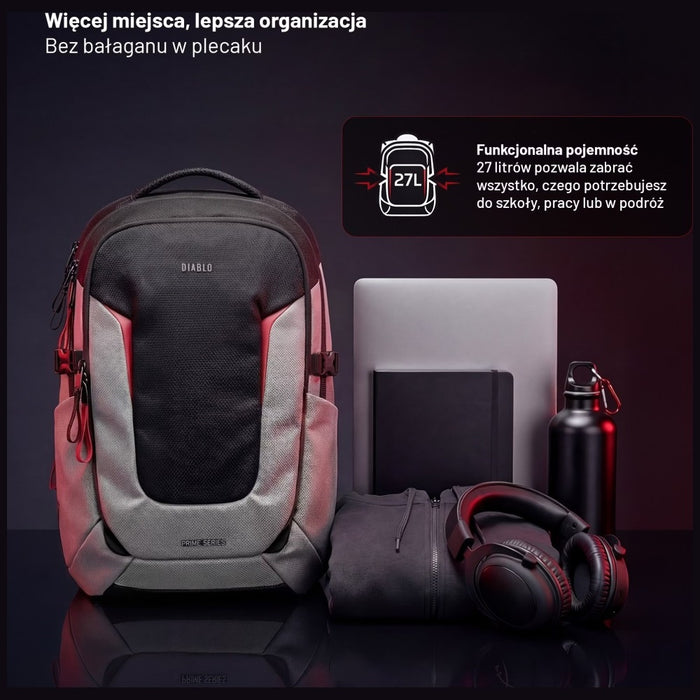Многофункционален раници за лаптоп Diablo Chairs Prime, черно-сив