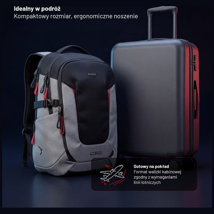 Многофункционален раници за лаптоп Diablo Chairs Prime, черно-сив