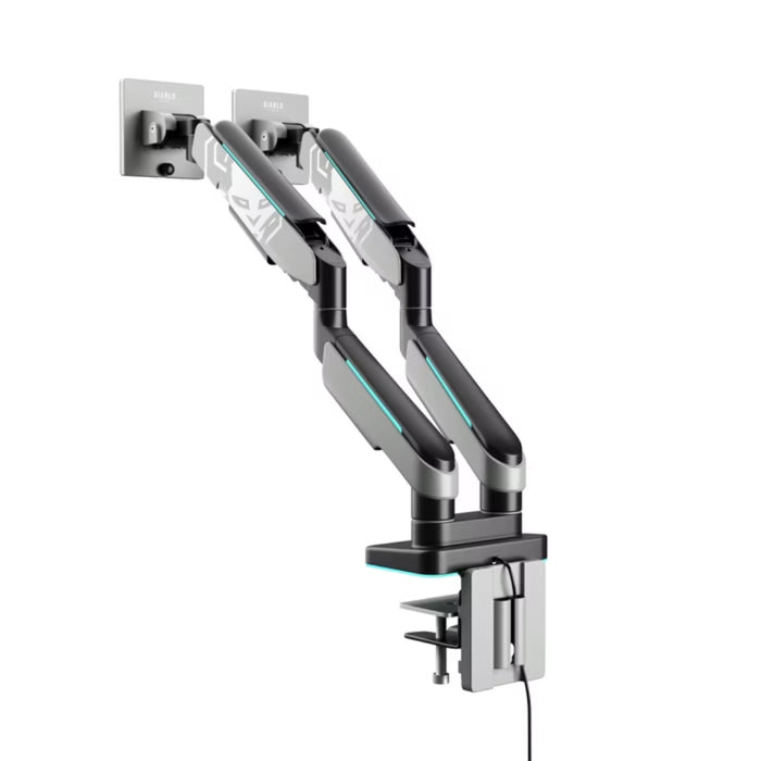 Двойна стойка за монитори 35" Diablo RGB X-Arm Dual, сива/черна