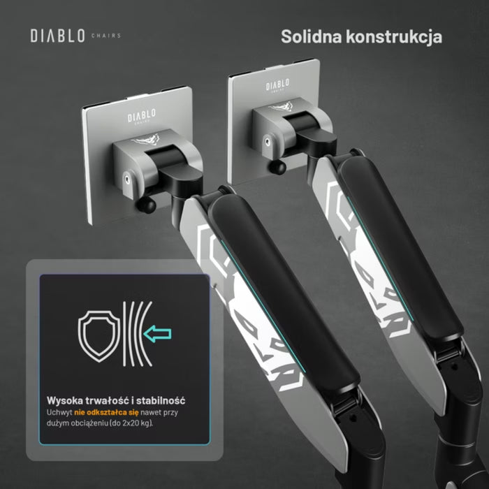 Двойна стойка за монитори 35" Diablo RGB X-Arm Dual, сива/черна