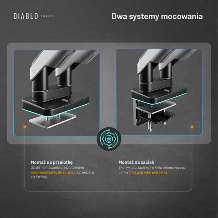 Двойна стойка за монитори 35" Diablo RGB X-Arm Dual, сива/черна