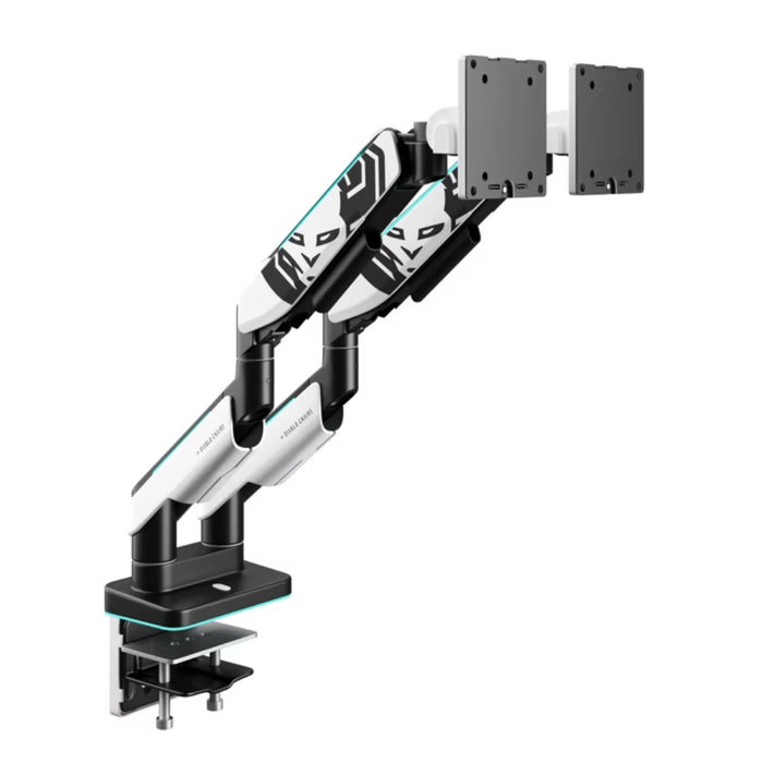 Двойна поддържаща скоба Diablo X-Arm Dual за монитори 35", RGB, бяло-черна
