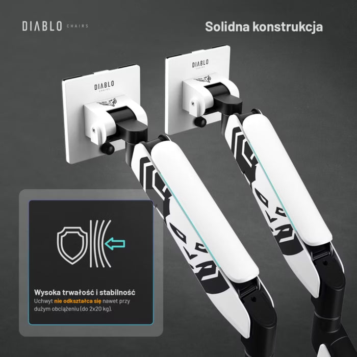 Двойна поддържаща скоба Diablo X-Arm Dual за монитори 35", RGB, бяло-черна