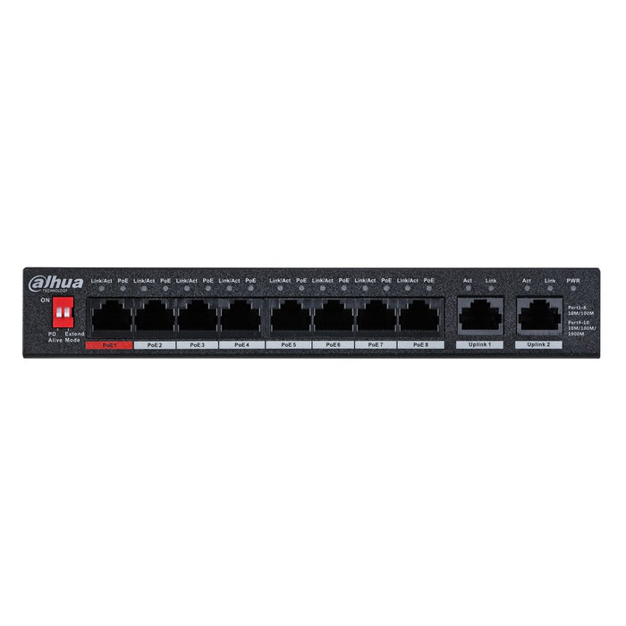 Dahua Technology PoE PFS3010-8ET-96-V2 мрежов превключвател Неуправляем Gigabit Ethernet (10/100/1000) Power over Ethernet (PoE) Черен