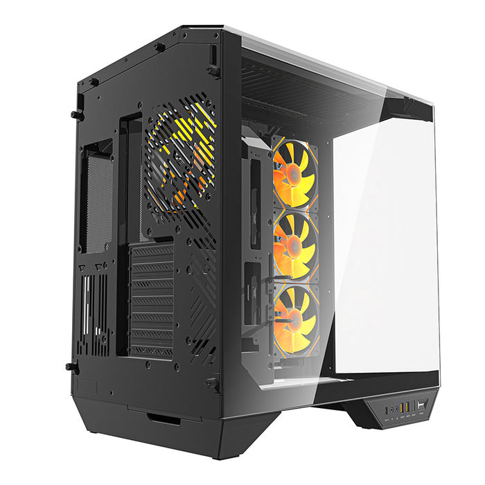Кутия за компютър Darkflash DY470 (черна) + 4 вентилатора + скоба за GPU