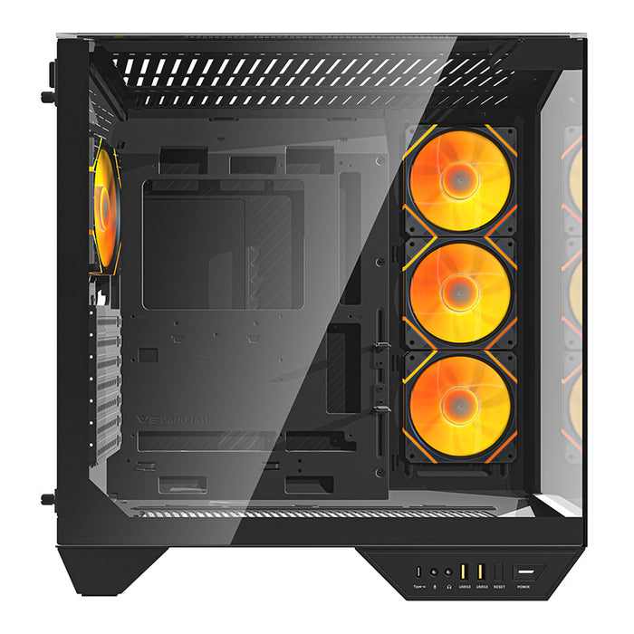 Кутия за компютър Darkflash DY470 (черна) + 4 вентилатора + скоба за GPU