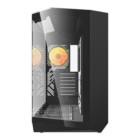 Кутия за компютър Darkflash DY470 (черна) + 4 вентилатора + скоба за GPU