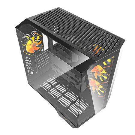 Кутия за компютър Darkflash DY470 (черна) + 4 вентилатора + скоба за GPU