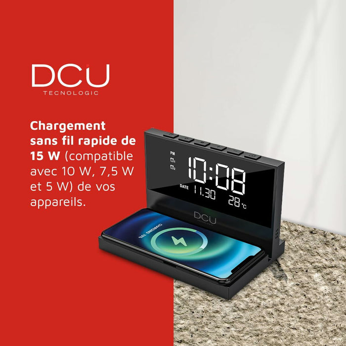 Часовник с аларма DCU 37300830 Черен