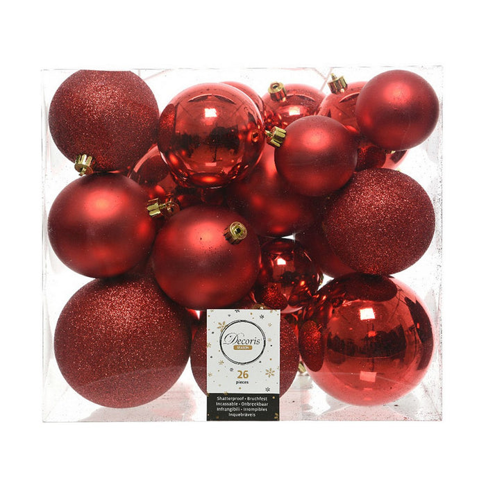 Коледни топки Decoris Червен